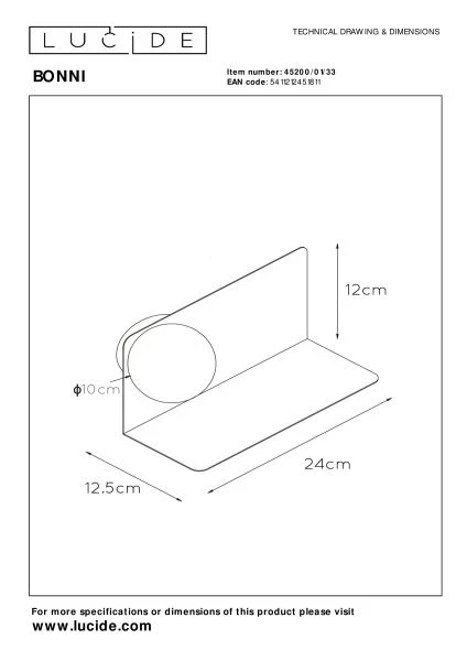 Lucide BONNI - Wandleuchte - 1xG9 - Grün - TECHNISCH